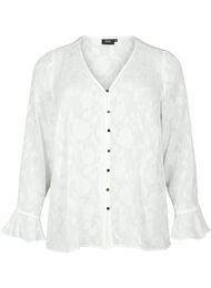 Pitkähihainen paita jacquard-kankaalla, Bright White