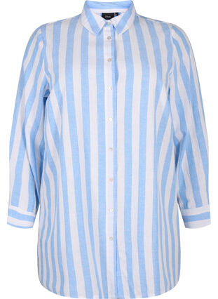 Pitkä paita pellavasta ja puuvillasta, Blue White Stripe, Packshot image number 0