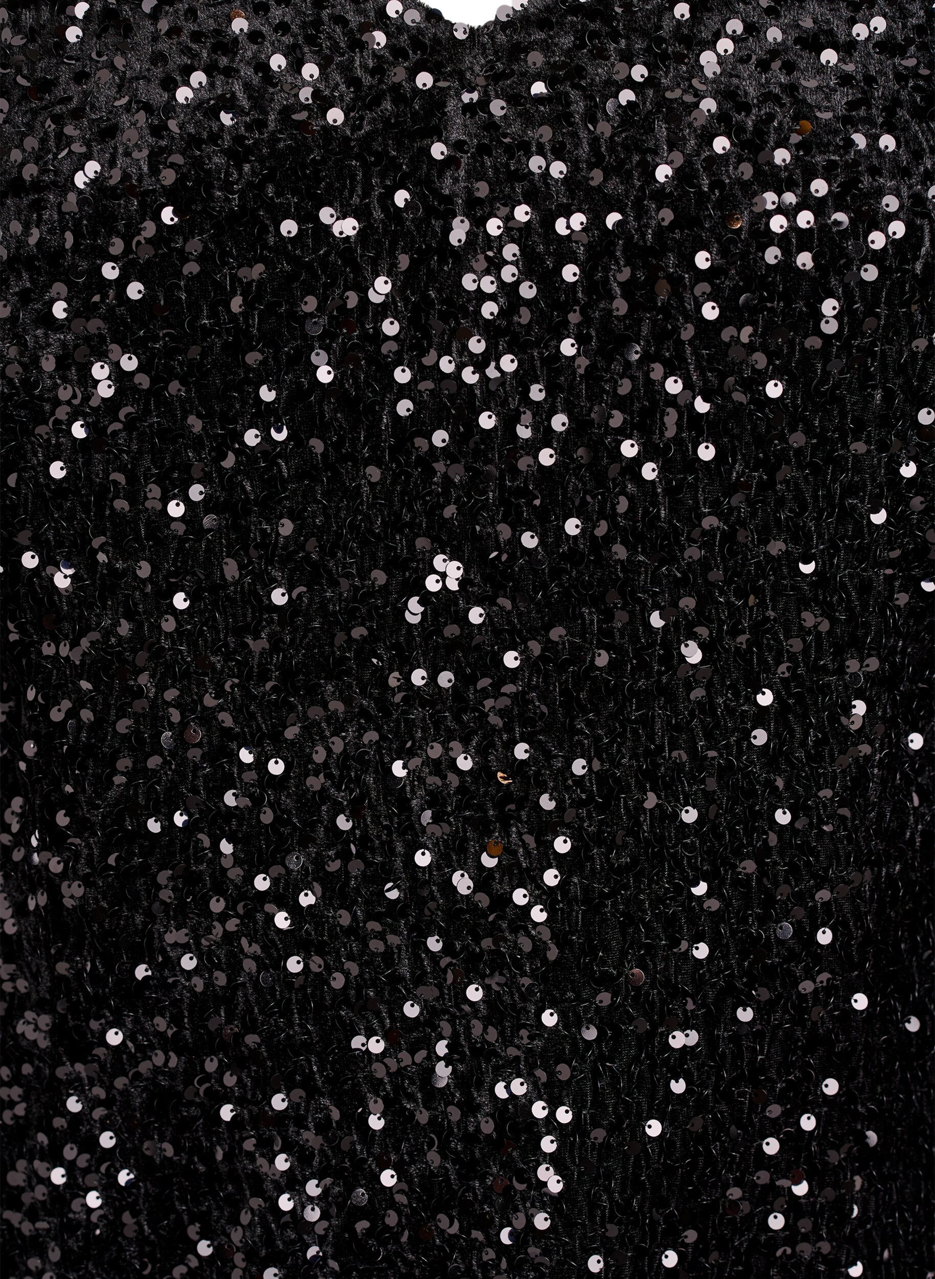 Zizzi Lyhyt A-linjainen paljettimekko, Musta, Packshot image number 2