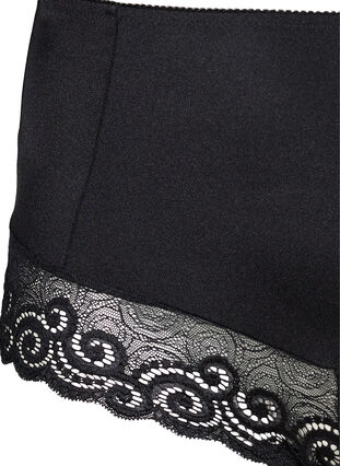Korkeavyötäröiset alushousut pitsillä, Black, Packshot image number 2