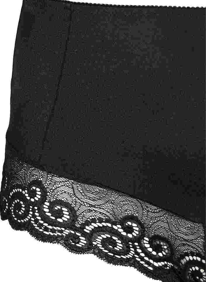Korkeavyötäröiset alushousut pitsillä, Black, Packshot image number 2