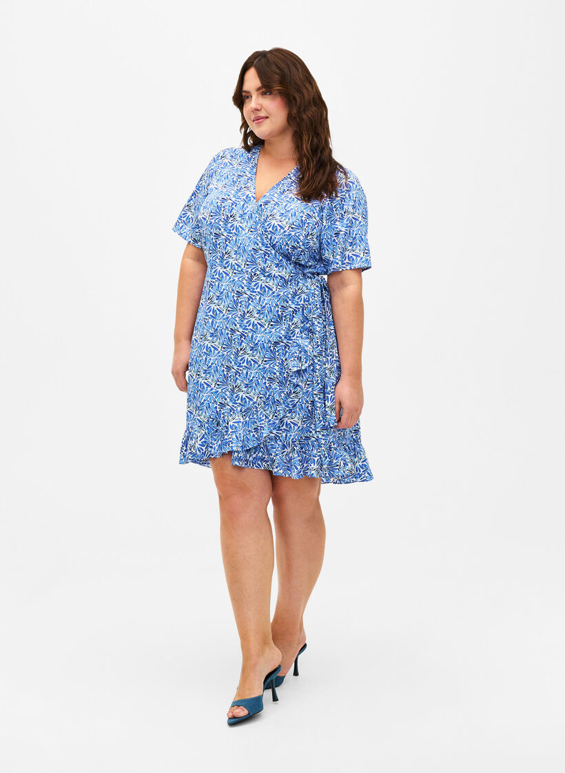 Flash – Lyhythihainen kietaisumekko, White Blue AOP, Model image number 2