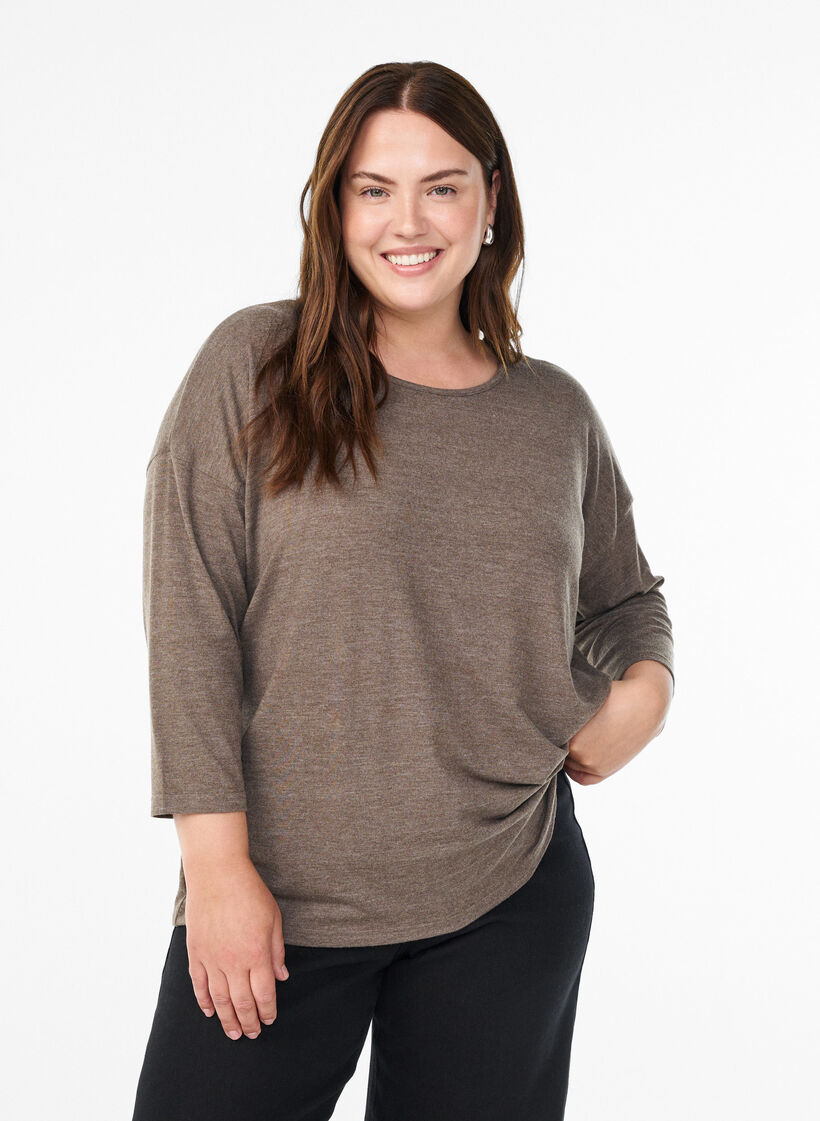 Jersey -pusero 3/4-hihoilla, Ruskea, Model image number 0