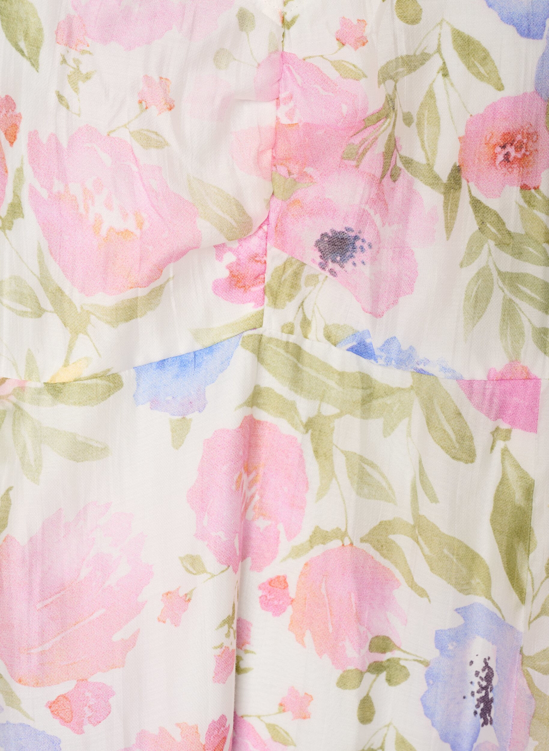 Zizzi Kukkakuosinen empirelinjainen mekko, jossa on leve&auml; V-p&auml;&auml;ntie, Valkoinen, Packshot image number 2