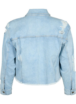 Lyhyt farkkutakki, jossa on kulutettuja yksityiskohtia, Light Blue Denim, Packshot image number 1