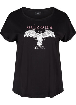 Lyhythihainen puuvillainen t-paita printillä, Black w. Arizona , Packshot image number 0