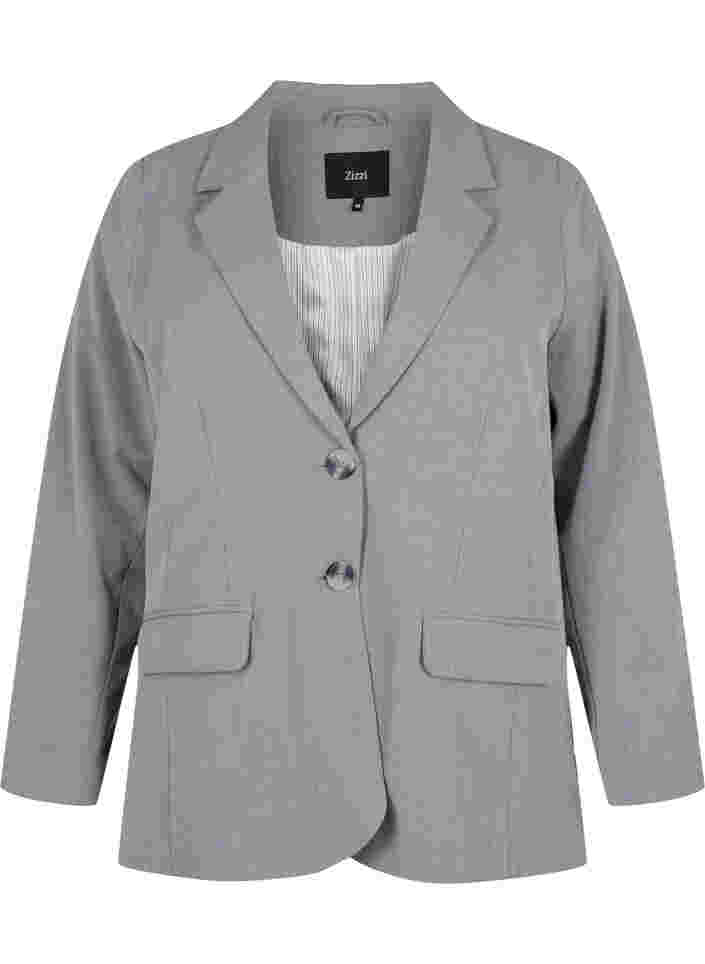 Yksinkertainen bleiseri taskuilla, Medium Grey Melange, Packshot image number 0