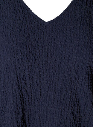 A-mallinen mekko tekstuurilla ja puhvihihoilla, Evening Blue, Packshot image number 2