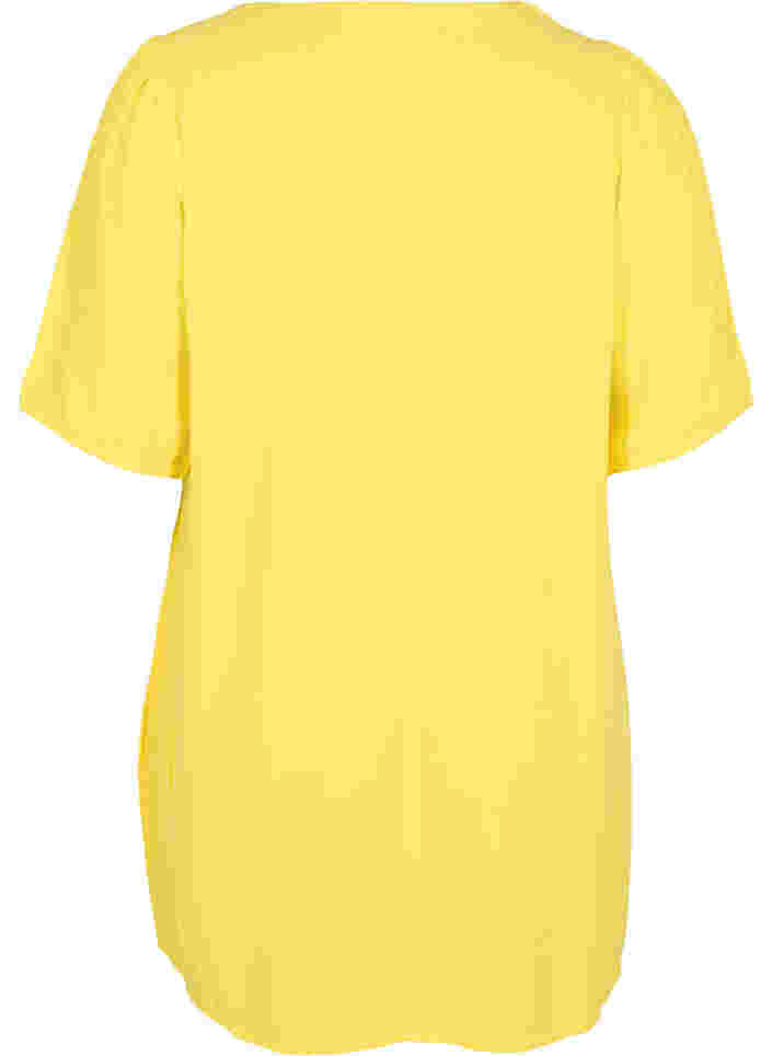 Viskoositunika V-pääntiellä ja napeilla, Primrose Yellow, Packshot image number 1