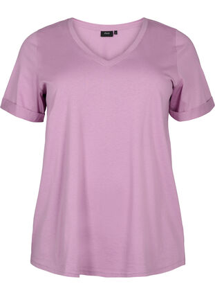 Puuvillainen t-paita v-pääntiellä, Lavender Herb, Packshot image number 0