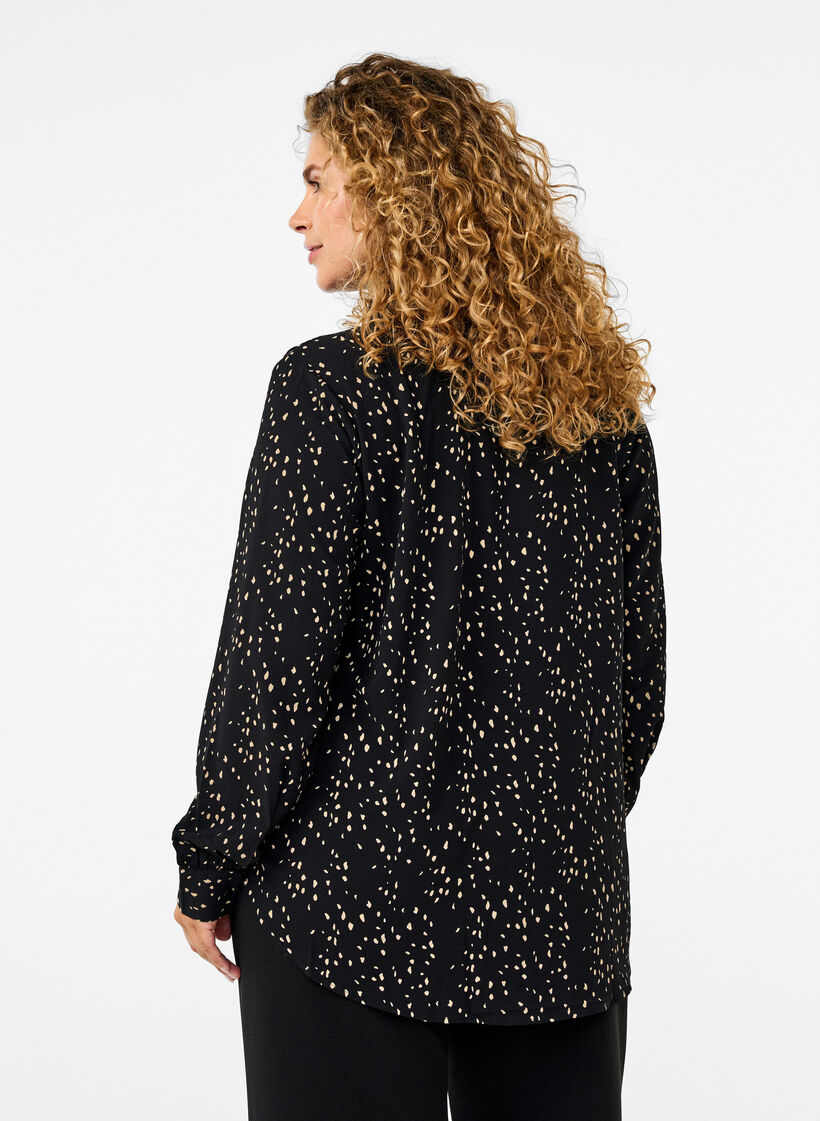 Pallokuvioitu kauluspaita, Black w. Dot AOP, Model image number 1