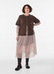 Ruutukuosinen meshpusero, Beige, Model image number 0