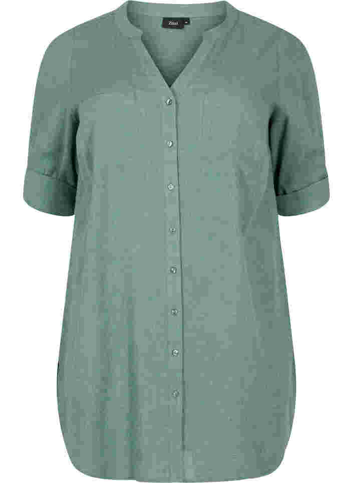 Pitkä paita 3/4-hihoilla ja v-aukolla, Balsam Green, Packshot image number 0