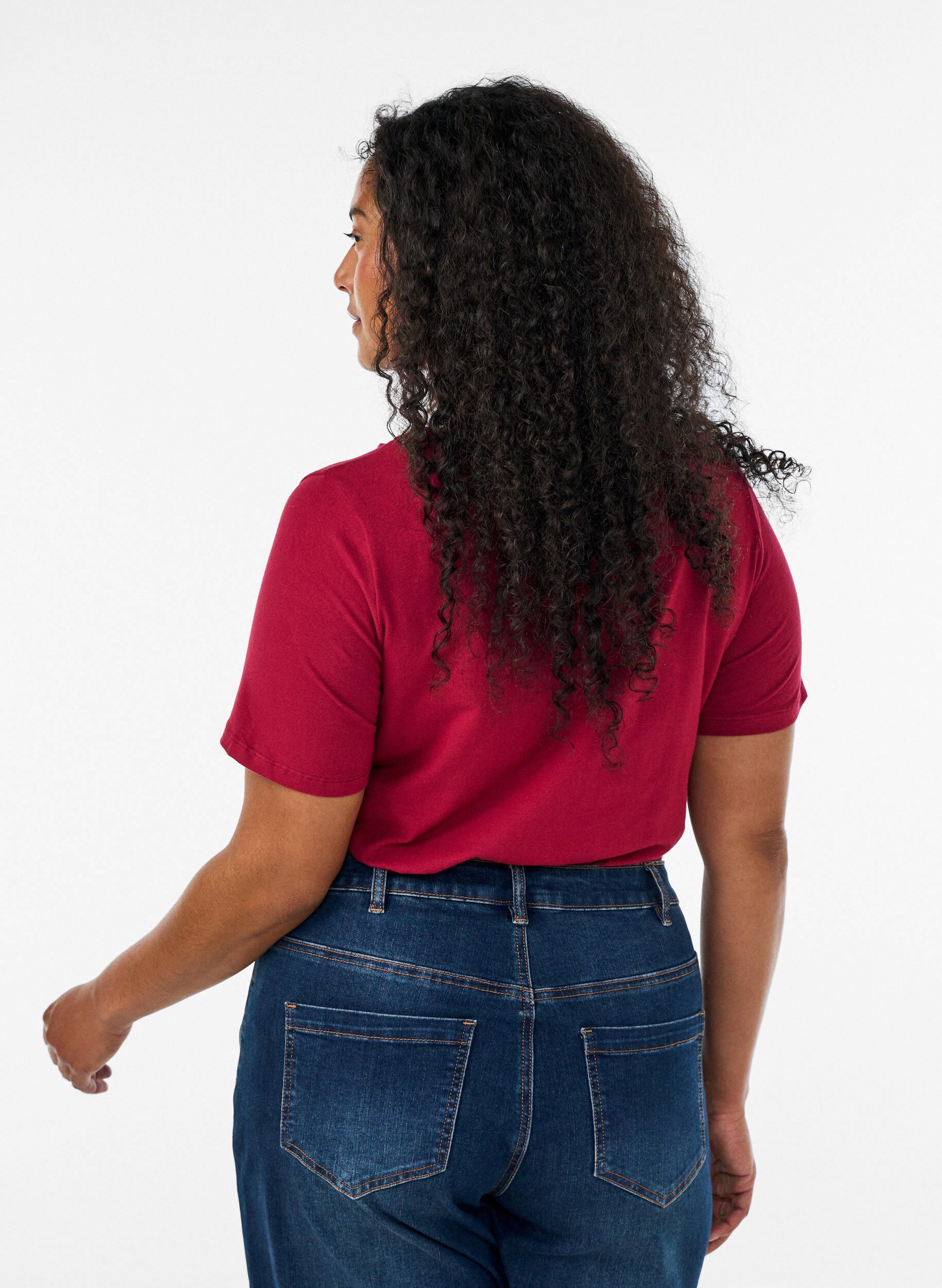 ZizziYksiv&auml;rinen perus t-paita puuvillasta, Punainen, Model image number 2