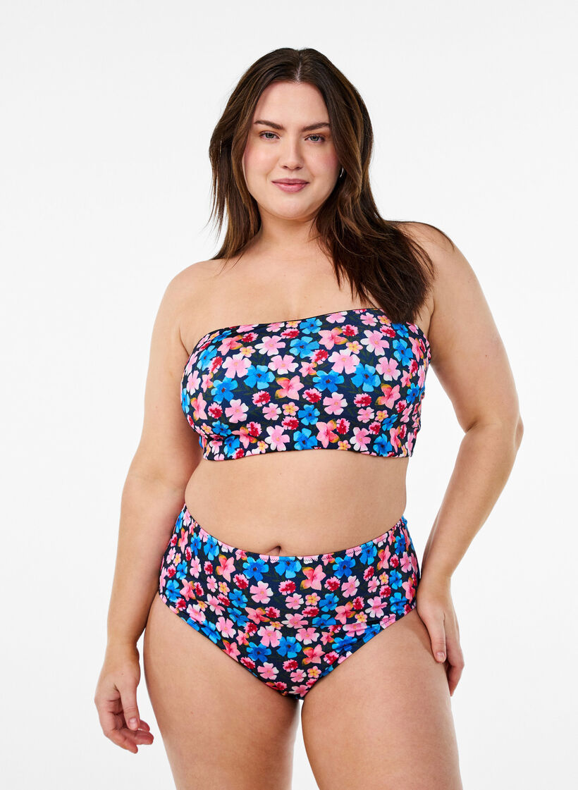 Kukallinen bandeau-bikinien yl&auml;osa, Punainen, Model image number 1