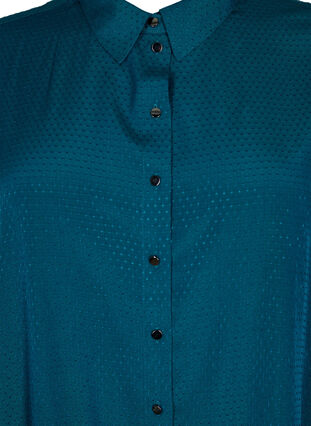 Lyhythihainen paitamekko pilkullisella tekstuurilla, Deep Teal, Packshot image number 2