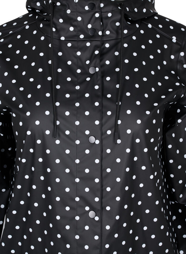 Pilkullinen sadetakki hupulla, Black W/White Dot, Packshot image number 2
