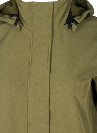 Pitkä hupullinen softshell-takki, Ivy green, Packshot image number 2