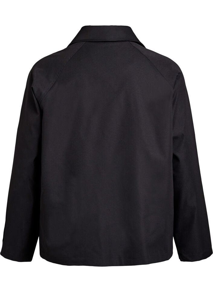 Lyhyt trenssitakki taskuilla, Musta, Packshot image number 1