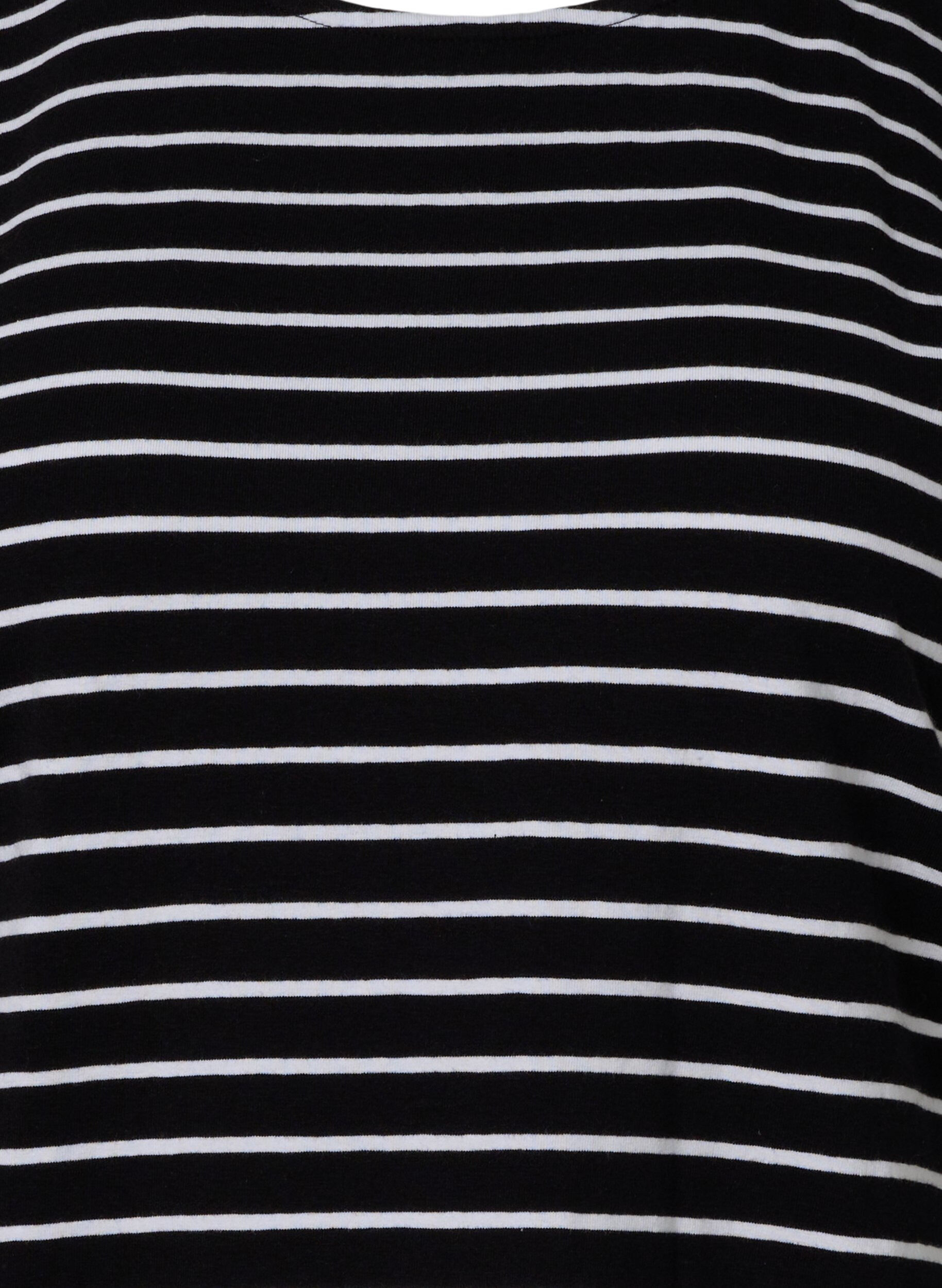 Zizzi Raidallinen t-paita puuvillaa, Black W. Stripe, Packshot image number 2