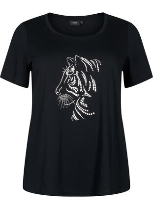 Puuvillainen T-paita kuviolla, Black w. Lion, Packshot image number 0