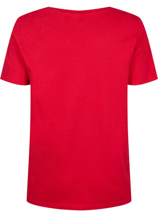 Puuvillainen T-paita brodeerauksella, Tango Red, Packshot image number 1