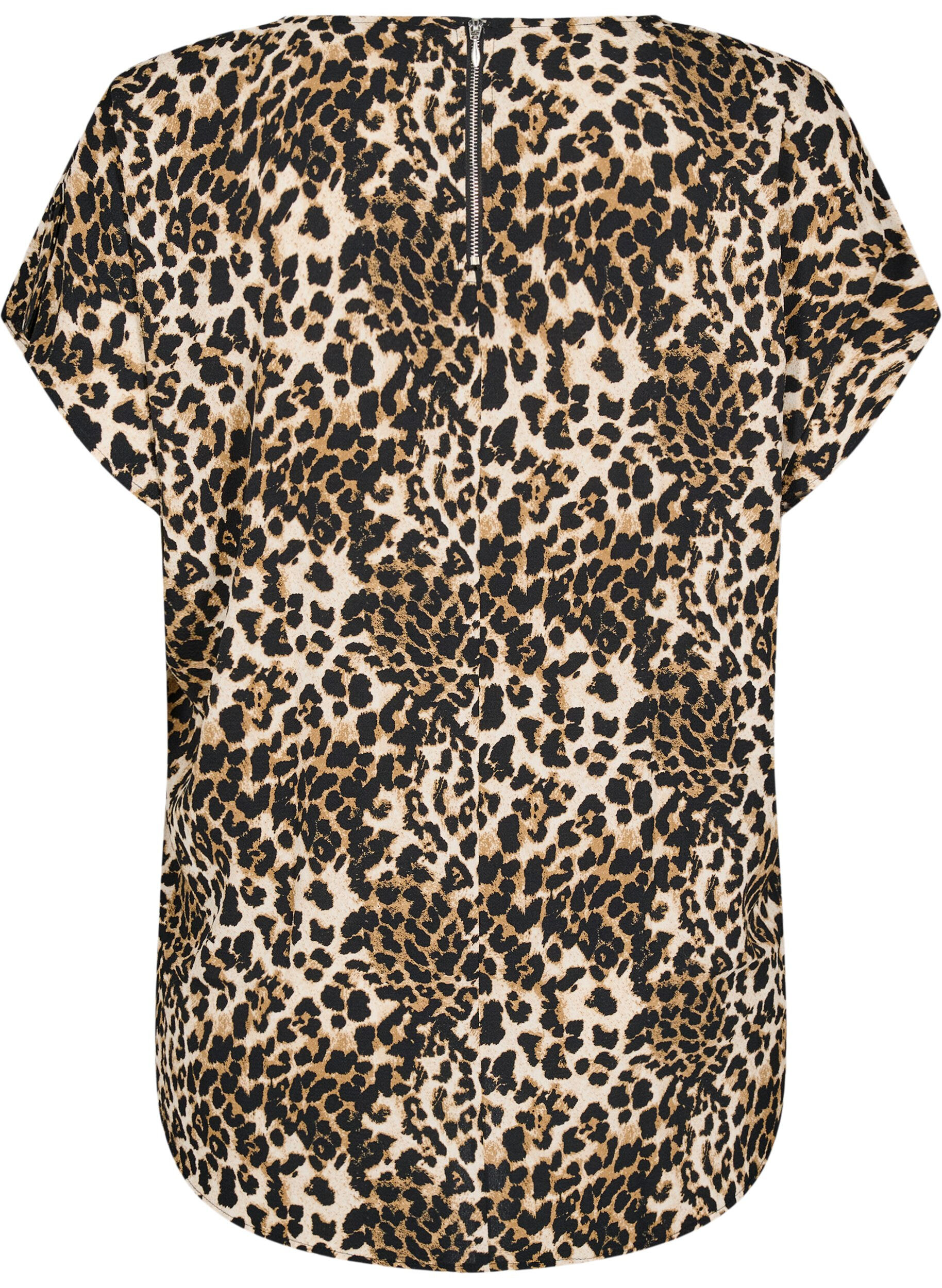 Zizzi Lyhythihainen pusero leopardikuosilla, Leopard AOP, Packshot image number 1