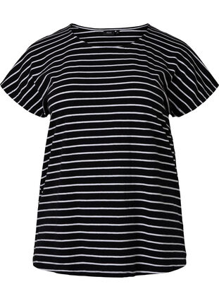 Raidallinen t-paita puuvillaa, Black W. Stripe, Packshot image number 0