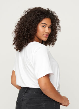 Puuvillainen t-paita niiteillä, Bright White, Model image number 1