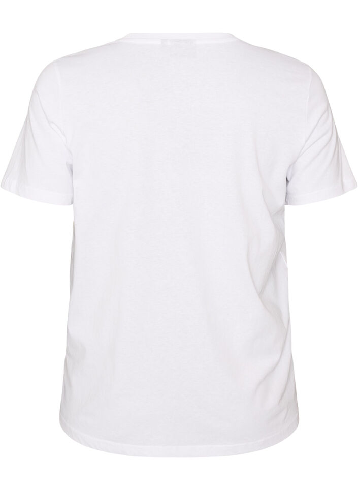 Puuvillainen T-paita tekstimerkill&auml;, Valkoinen, Packshot image number 1