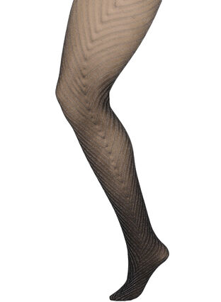 Kimaltavat sukkahousut raidallisella kuviolla, Black, Packshot image number 0