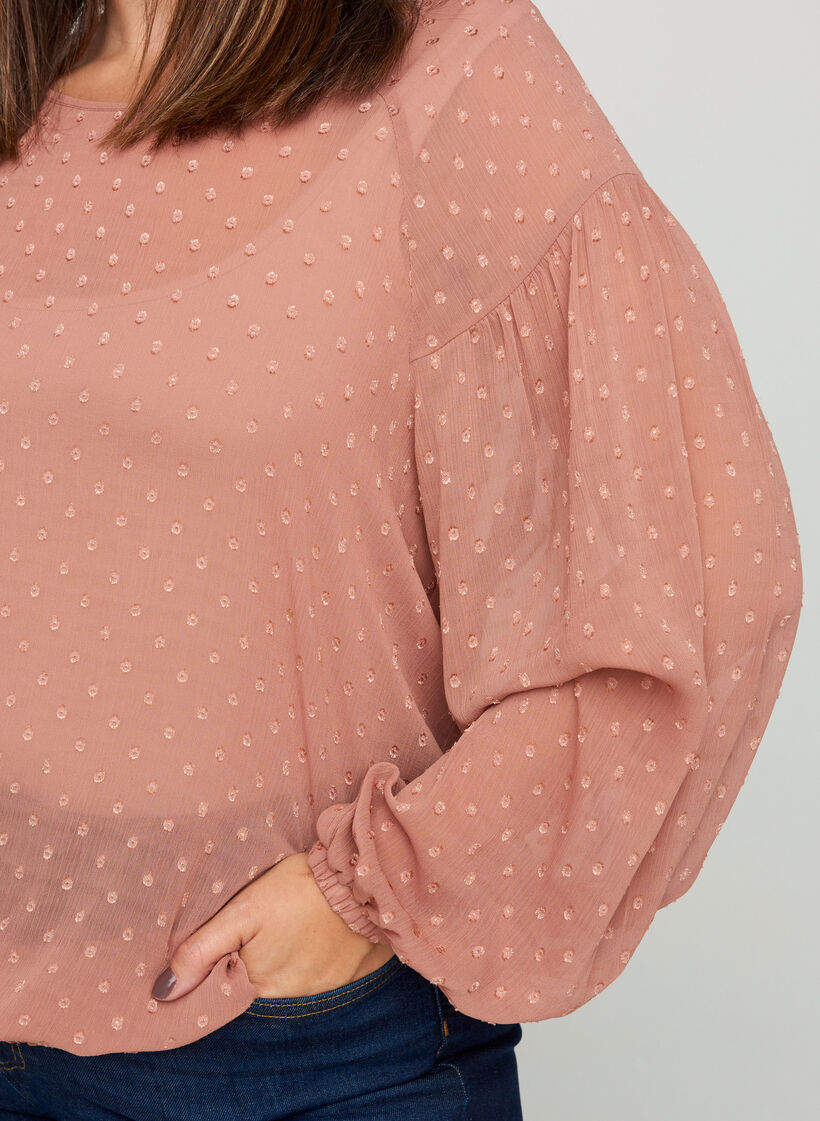 Pitkähihainen mesh-pusero smokkirypytyksellä, Burlwood, Model image number 2