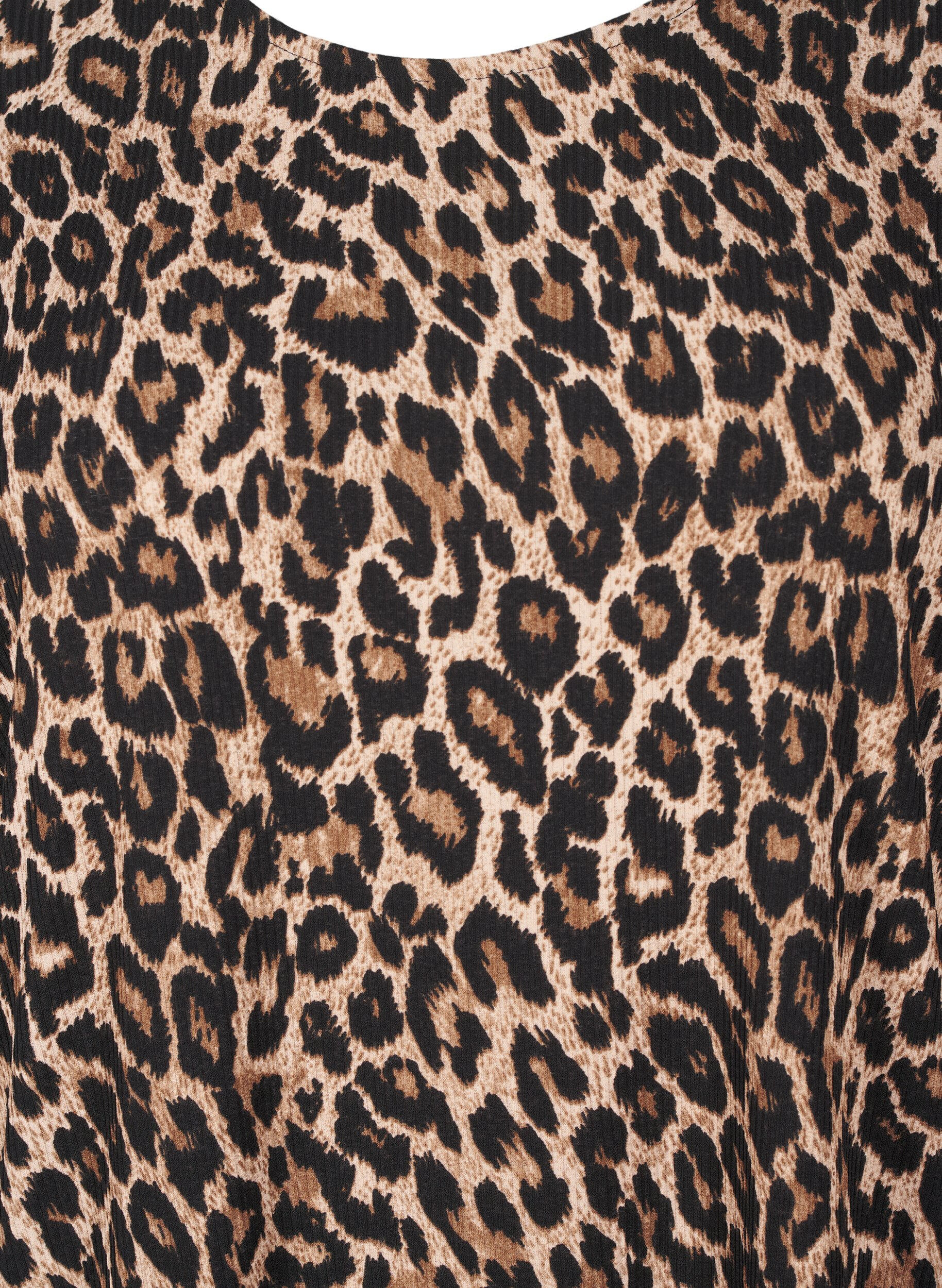 ZizziPusero pitk&auml;ll&auml; hihalla ja leopardikuosilla, Ruskea, Packshot image number 2