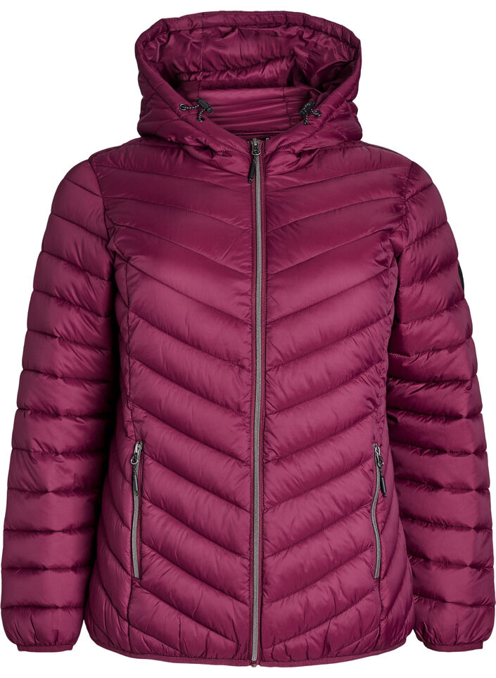 Kevyt takki hupulla, Tumma Bordeaux, Packshot image number 0