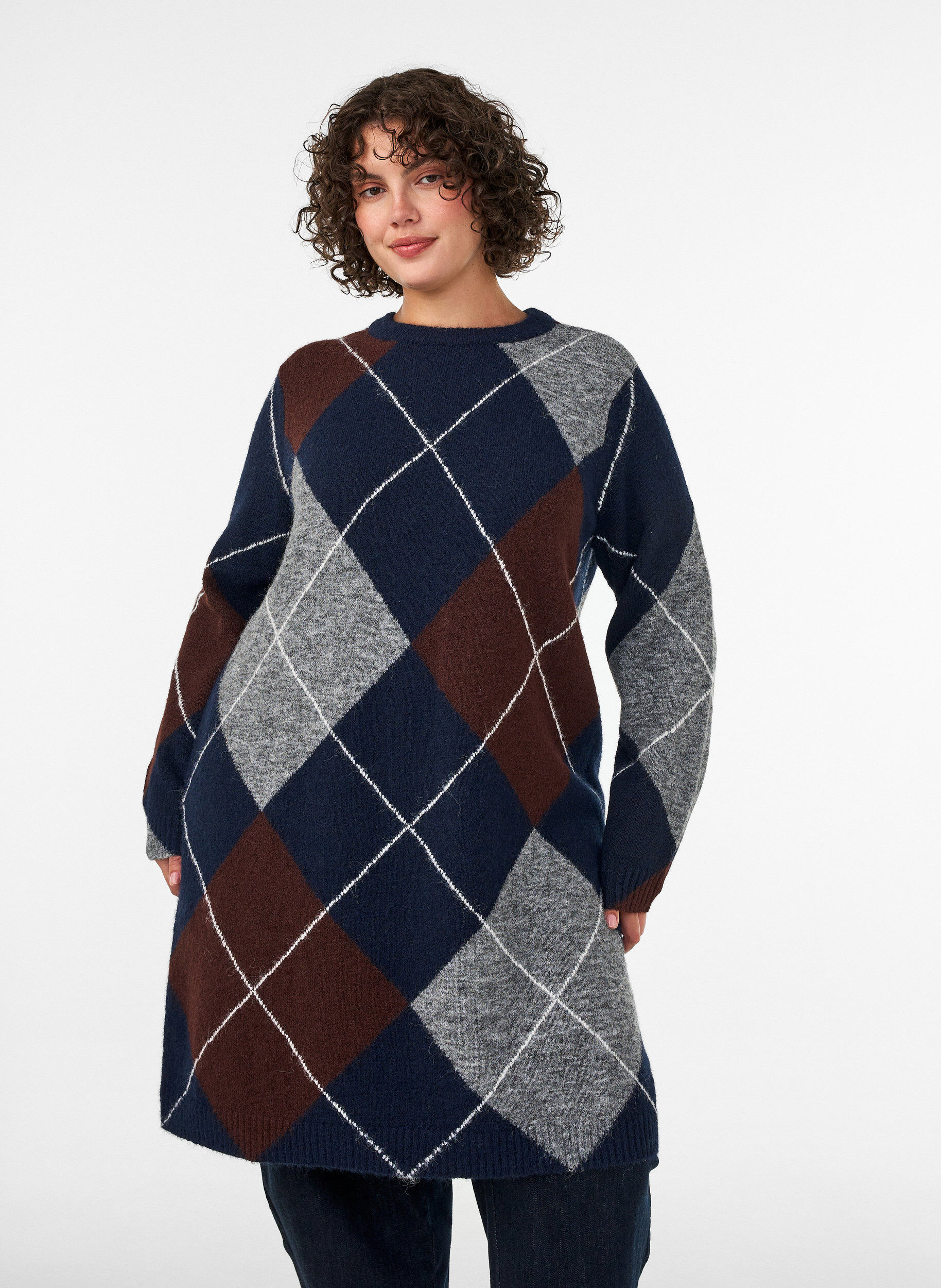 Neulemekko suurilla ruutukuviolla, Sininen, Model