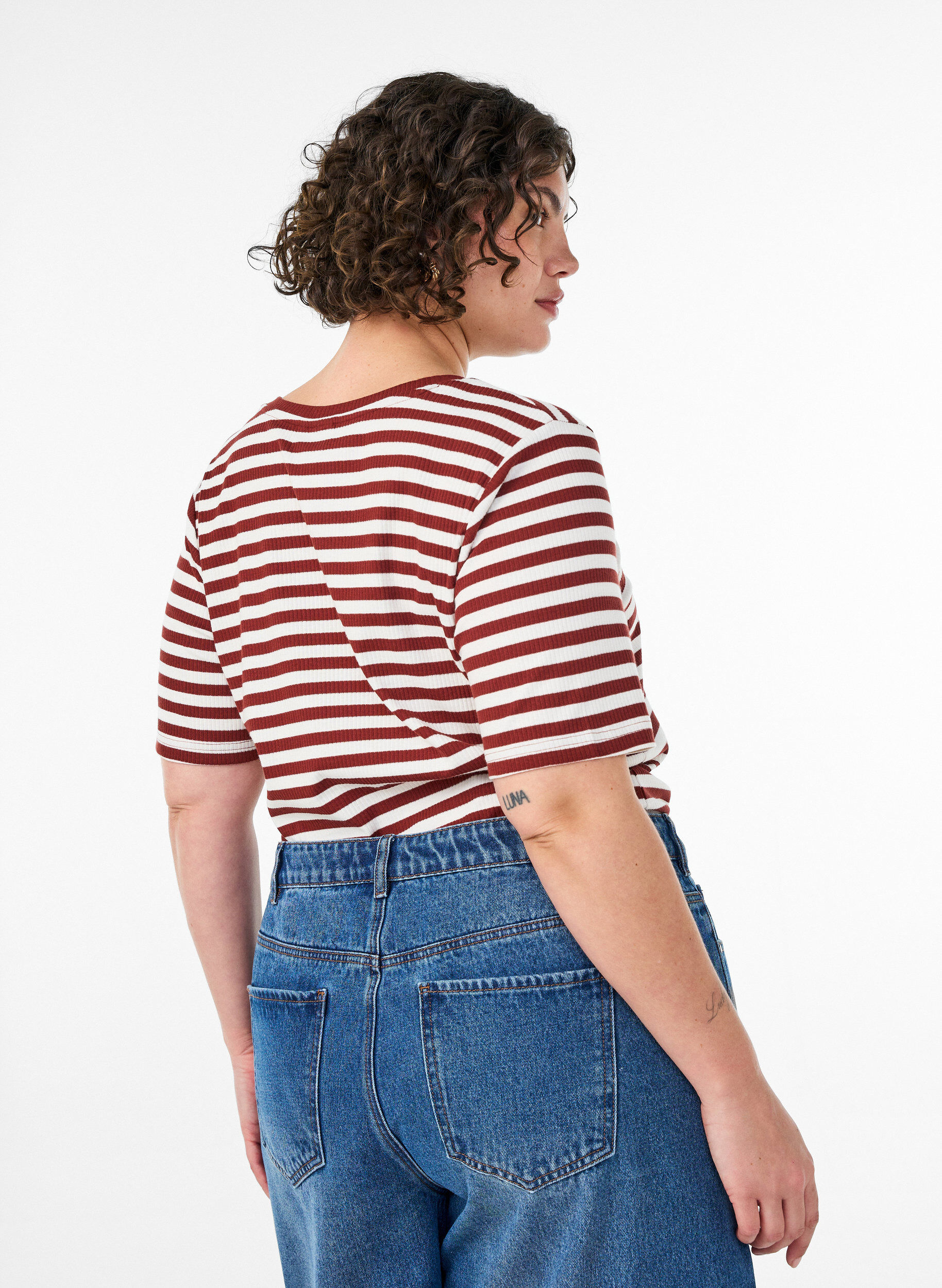 ZizziRaidallinen ribattu T-paita, Punainen, Model image number 2