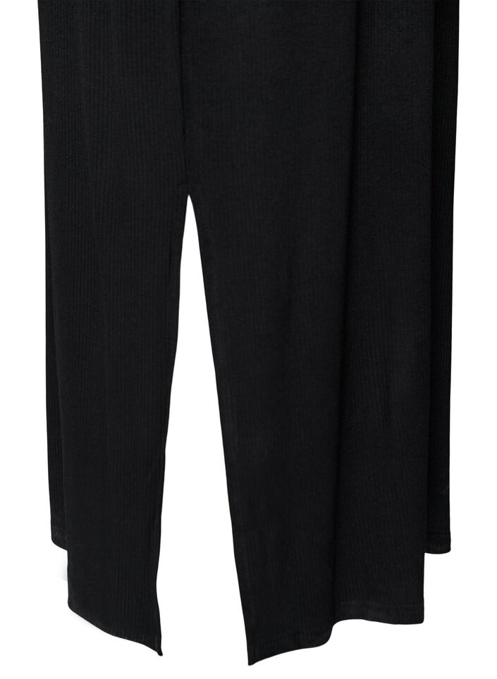 Hihaton ribattu mekko viskoosista, Musta, Packshot image number 3