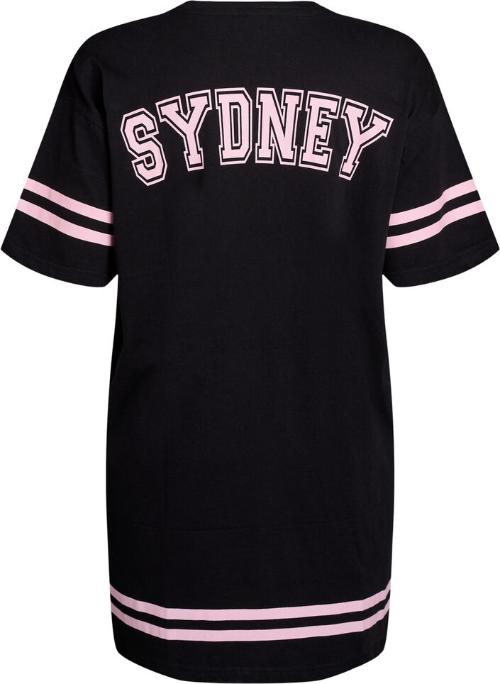 Lyhyt T-paitamekko sporttisilla yksityiskohdilla, Musta, Packshot image number 1