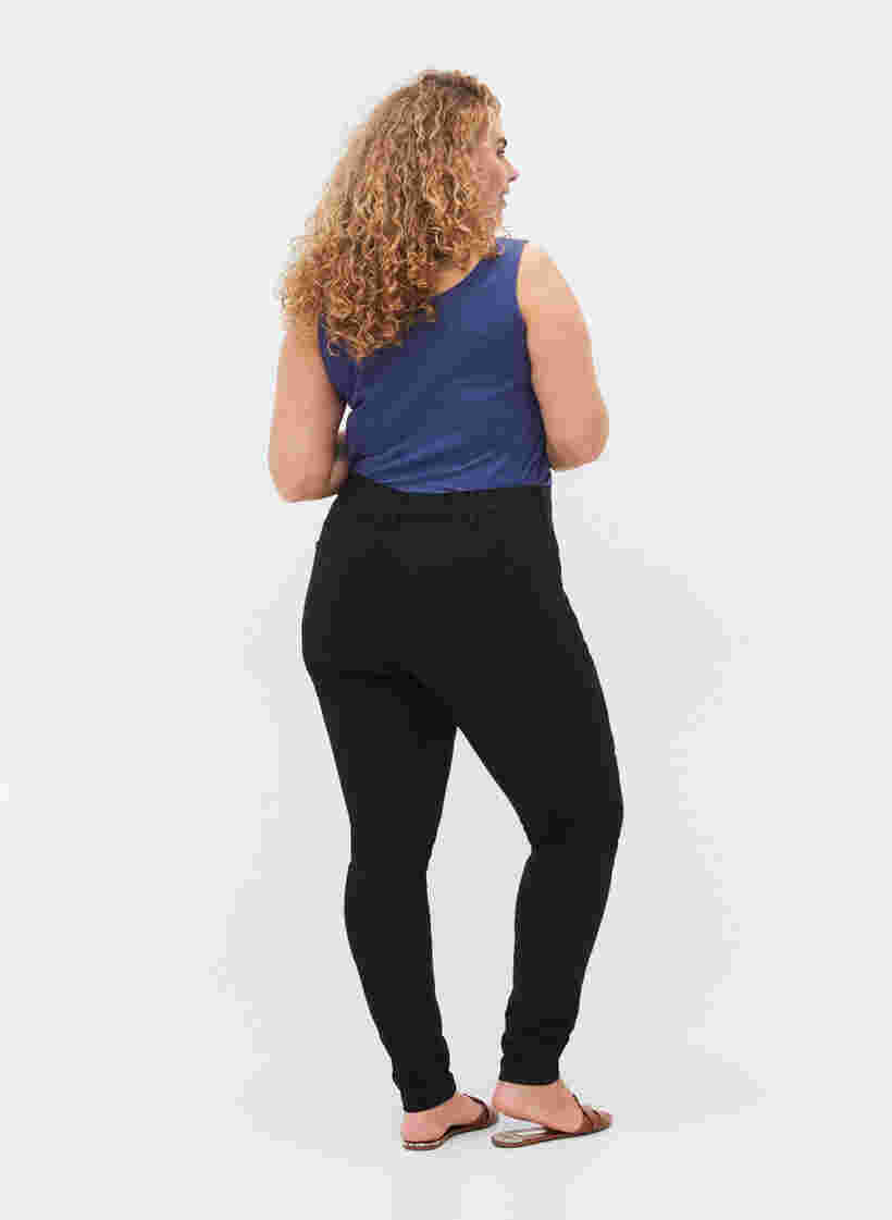 Super slim Amy-farkut joustavalla vyötäröllä, Black, Model image number 1