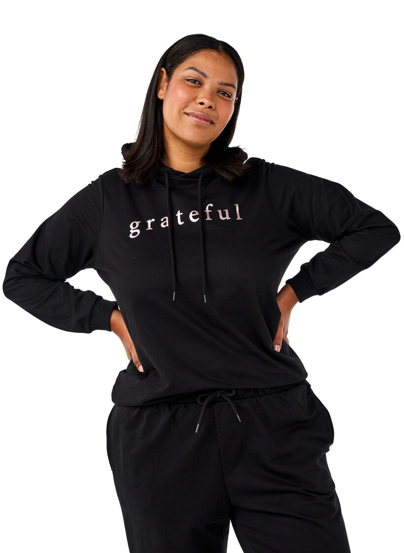 Huppari painatuksella, Musta, Model image number 0