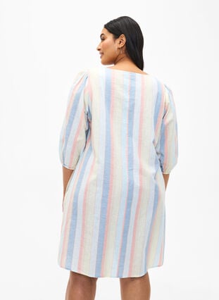 Lyhyt mekko puuvillan ja pellavan sekoitteesta, Multi Color Stripe, Model image number 1