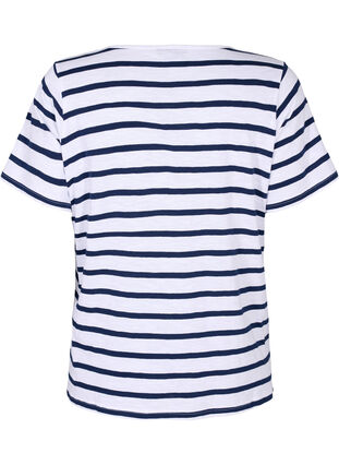 Raidallinen puuvillainen t-paita v-pääntiellä, Bright White Stripe, Packshot image number 1