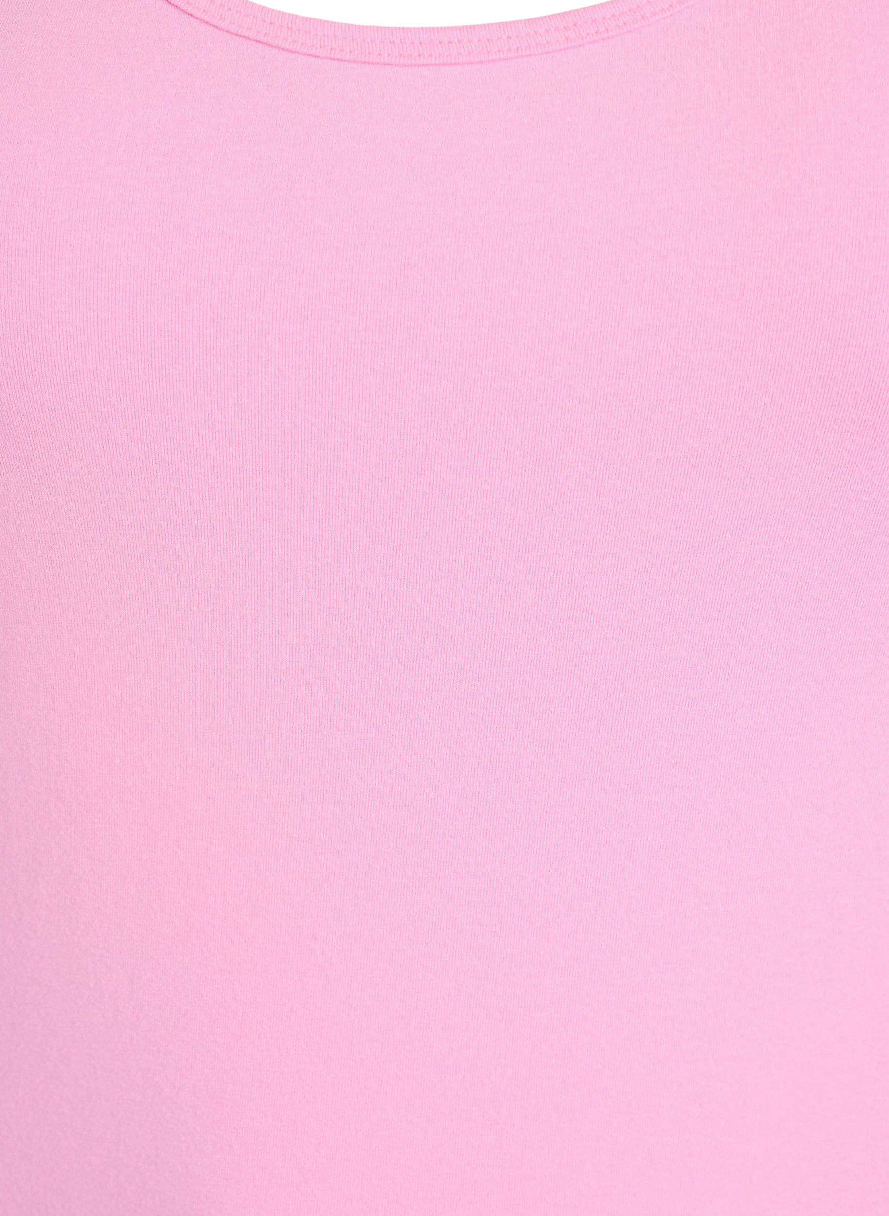 Zizzi Yksiv&auml;rinen perus paita puuvillasta, Vaaleanpunainen, Packshot image number 2