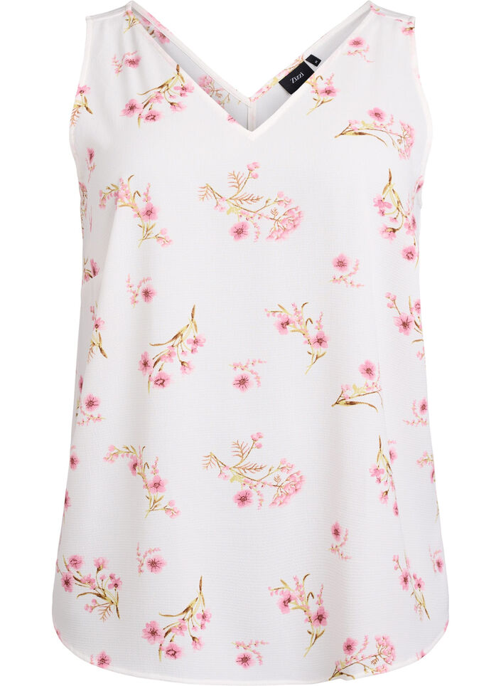 Printtitoppi v-p&auml;&auml;ntiell&auml;, Valkoinen, Packshot image number 0