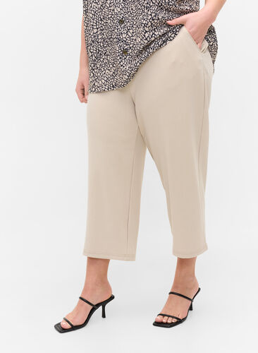 Yksiväriset culottes-housut taskuilla , Off White, Model image number 1