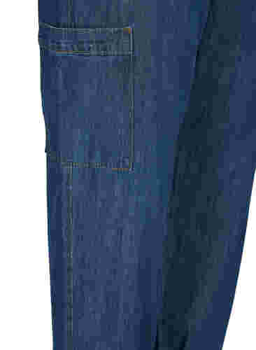 Cargofarkut taskuilla, Dark blue denim, Packshot image number 3