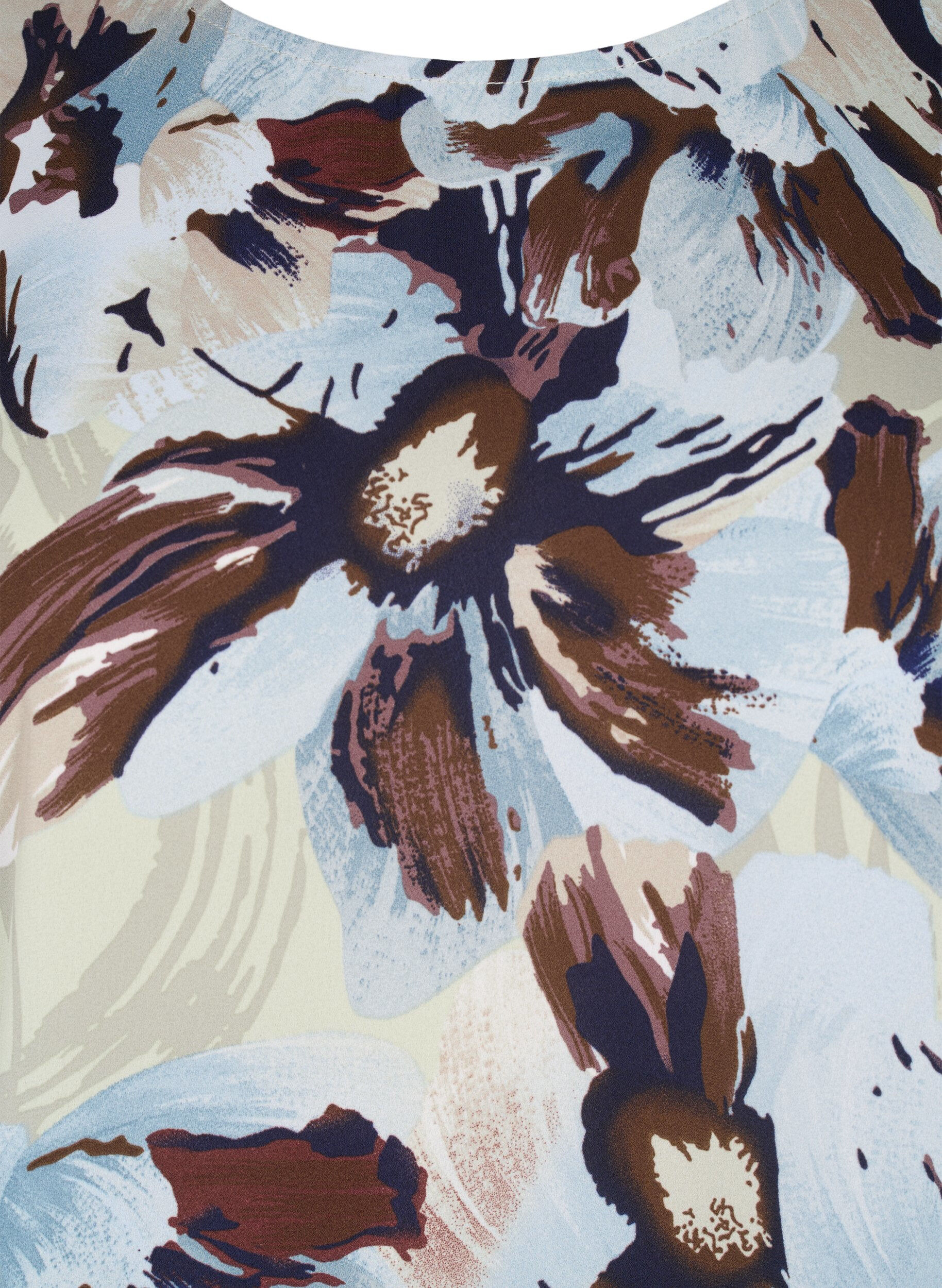 Zizzi Pitk&auml;hihainen pusero printill&auml; ja napilla, Grey Flower AOP, Packshot image number 2