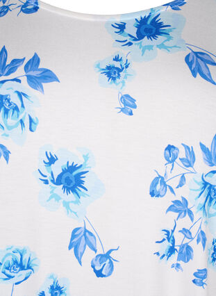 Kukkakuvioinen viskoosipusero lyhyillä hihoilla, White Blue AOP, Packshot image number 2