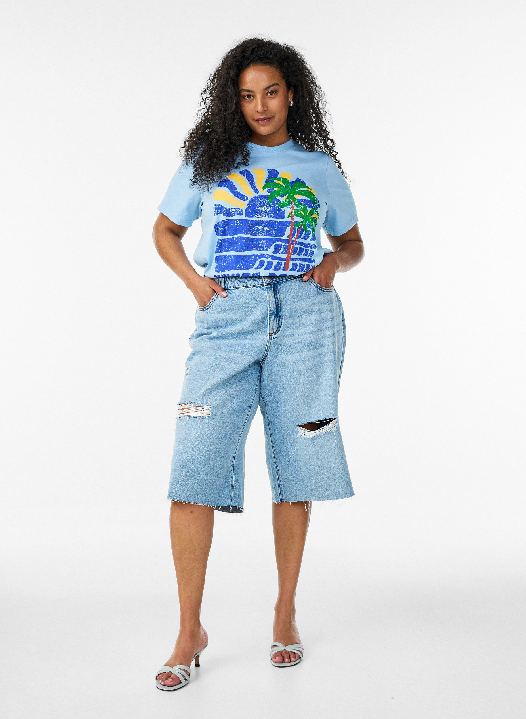 ZizziPuuvillainen T-paita printill&auml;, Sininen, Model image number 1