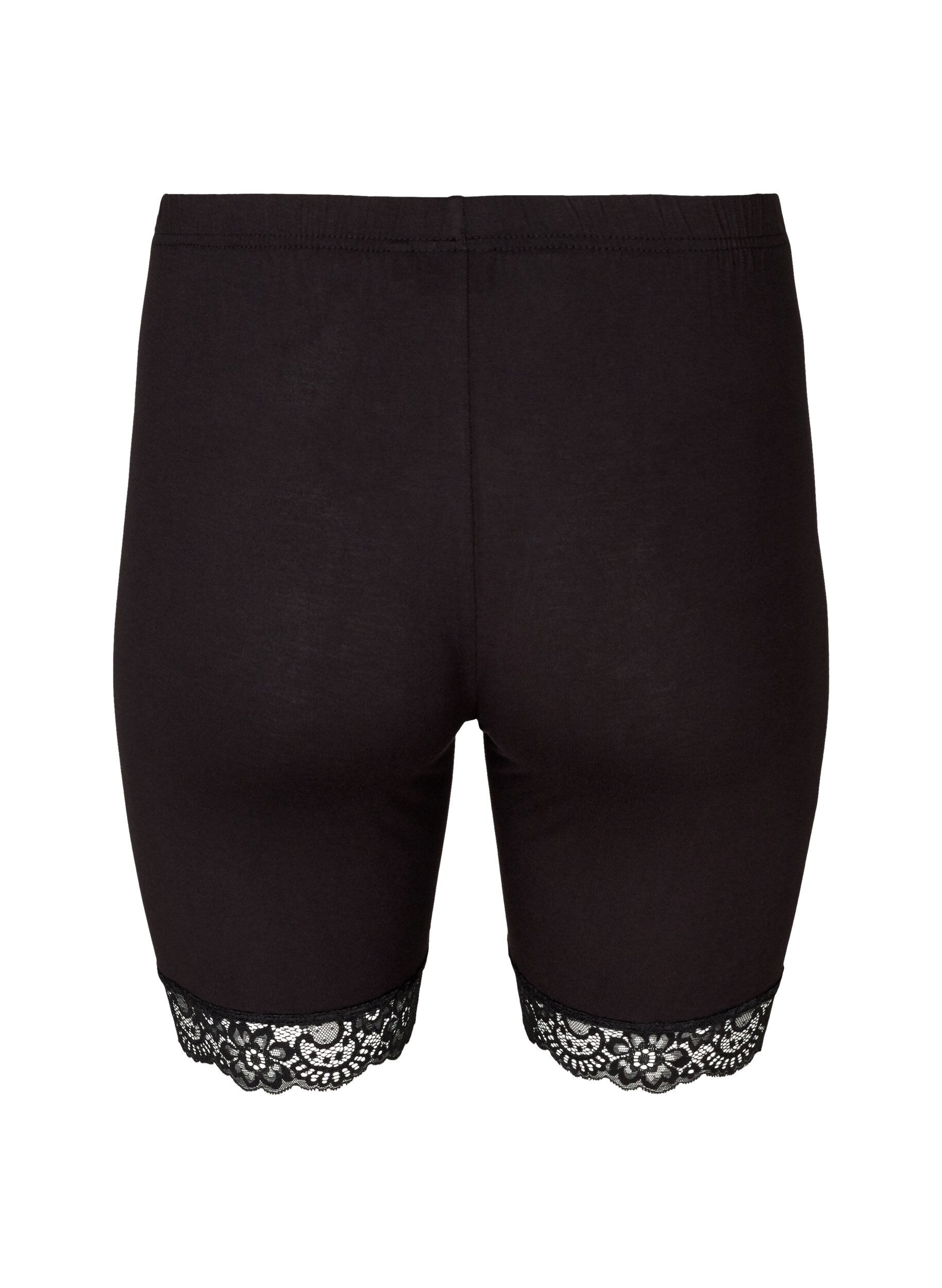 ZizziPy&ouml;r&auml;ilyshortsit pitsireunuksella, Musta, Packshot image number 1